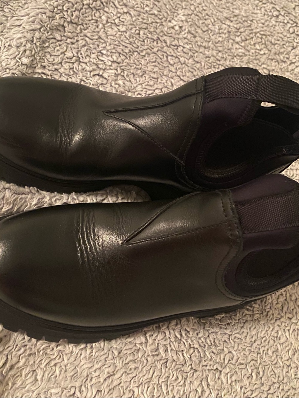 Prada Black Slip-On Leather Work Shoes